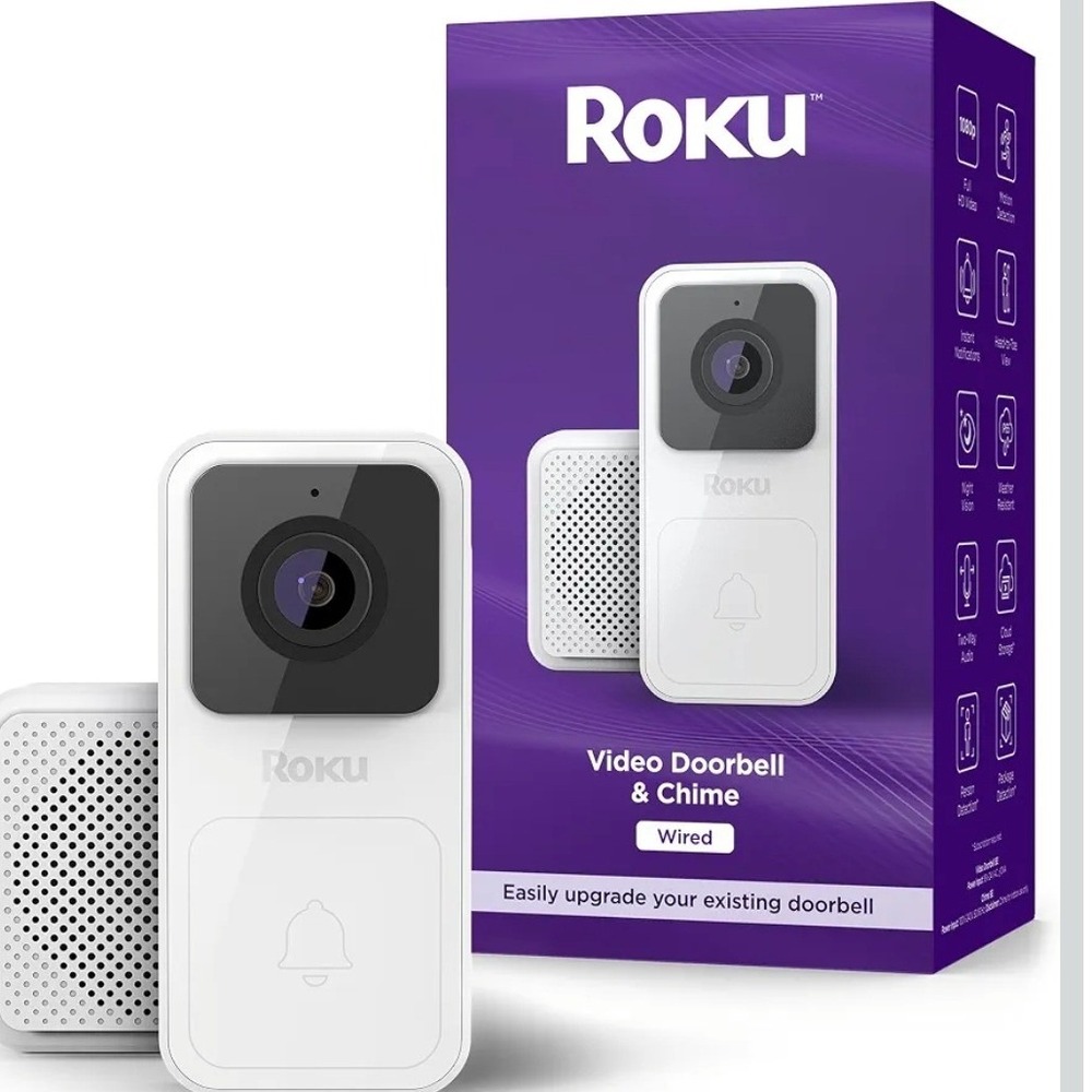 Roku Smart Home Wired Video Doorbell & Chime SE 1080p HD Night Vision White‎ O2